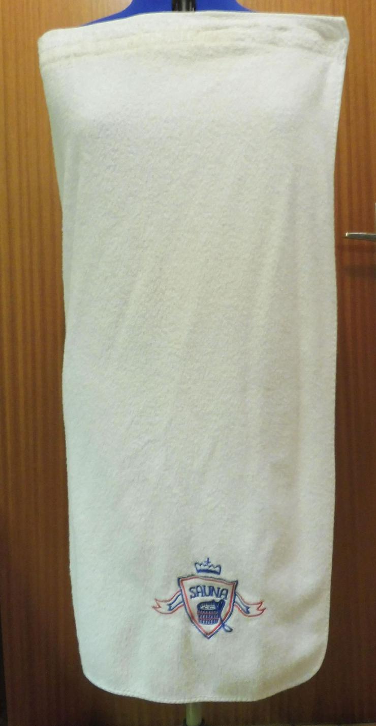 2 Saunatücher weiss und cremeweiss mit Klettverschluss