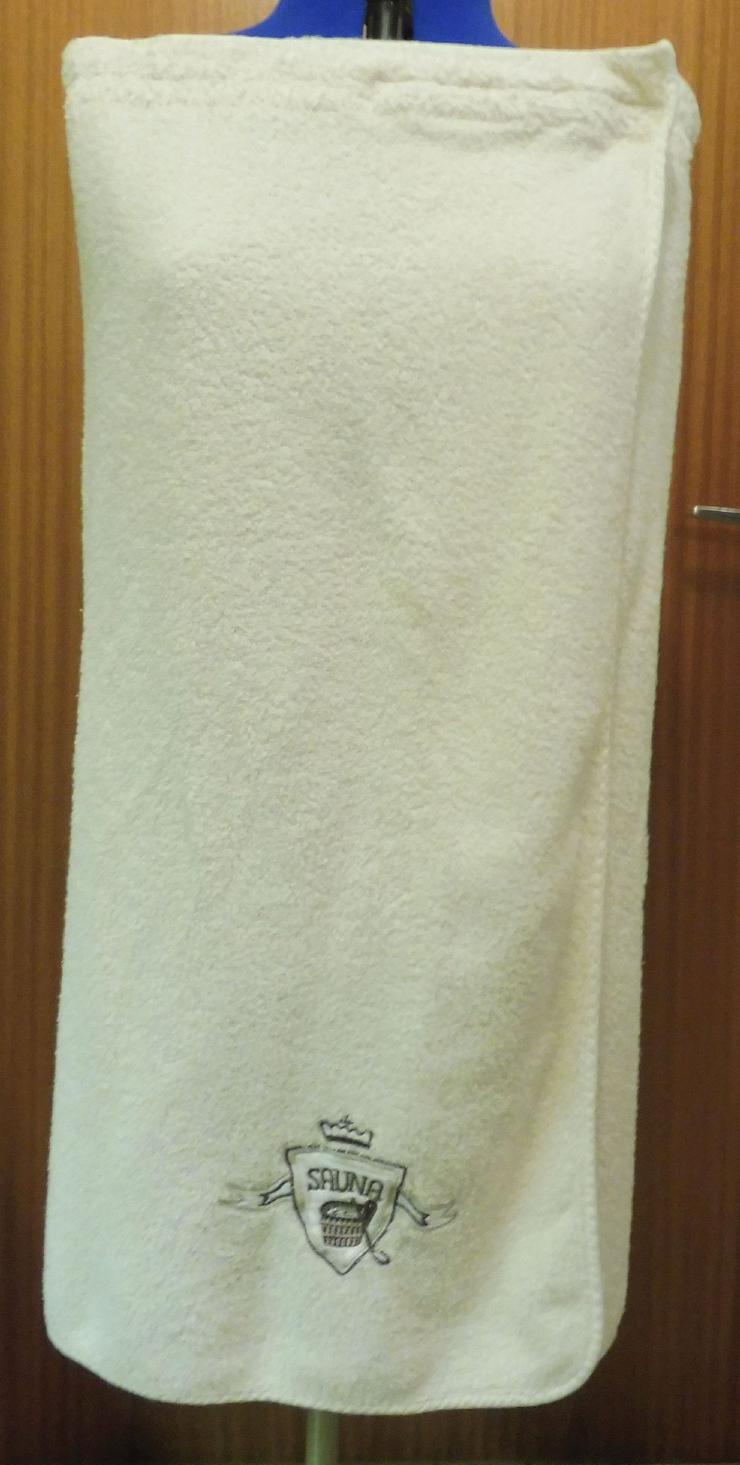 Bild 4: 2 Saunatücher weiss und cremeweiss mit Klettverschluss