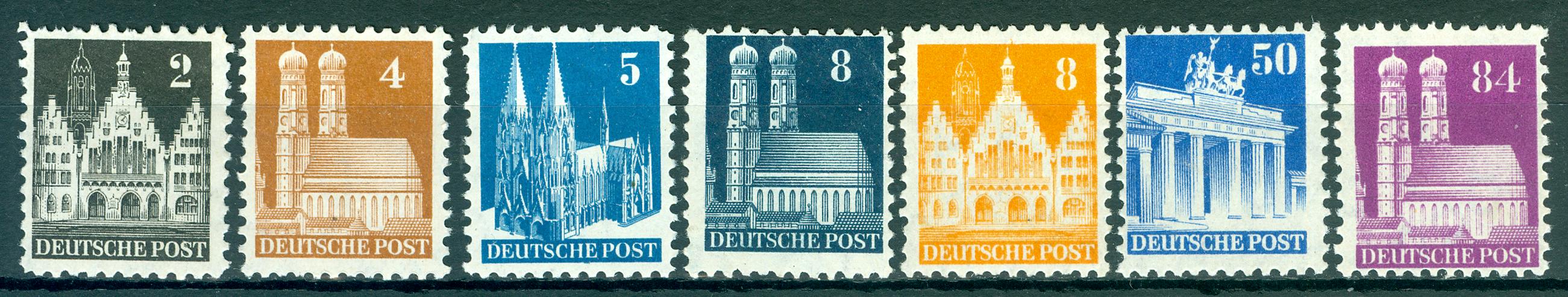 Amerikanische und Britische Zone postfrisch Nr. 73, 74, 75, 78, 79, 91, 95, ohne Falz oder Falzrückstände