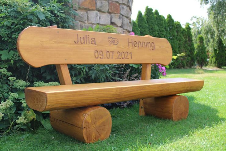Bild 4: Gartenbank mit Gravur. Hochzeitsgeschenk. Krongartmöbel.