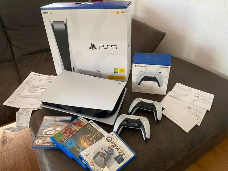 Neue PS5 mit Spieler und Herstellergarantie , 2 Original-Controller und 4 Spiel