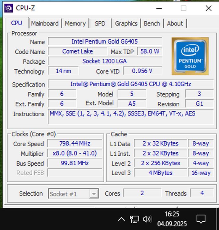 Bild 2: ⭐Intel Pentium Gold G6405⭐4.10GHz - 2C/4T -Tray - LGA 1200