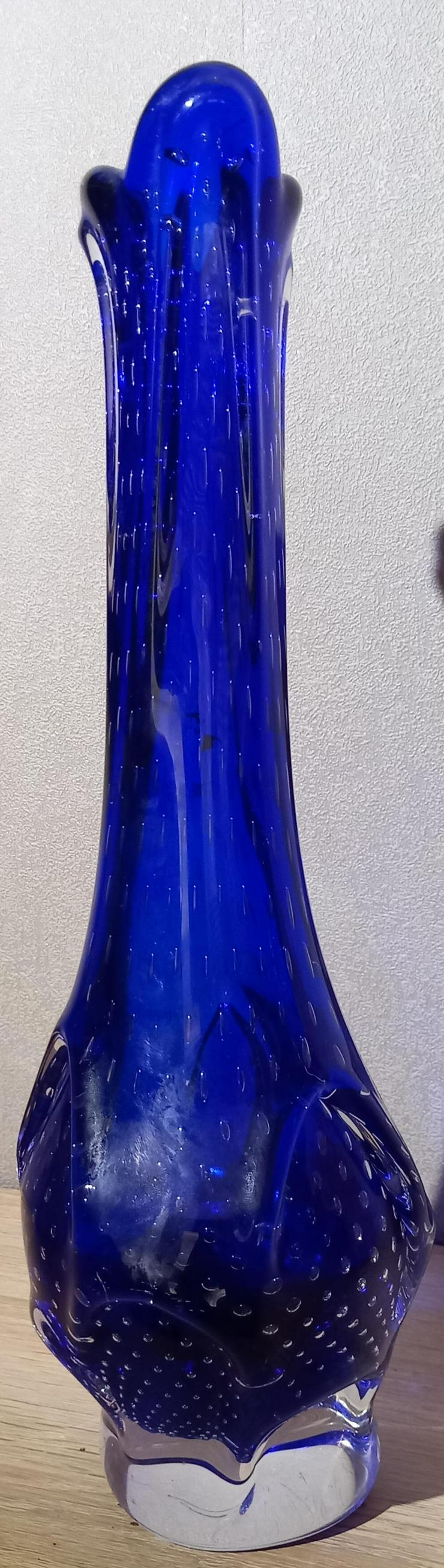 Bild 4: Murano Vase, Königsblau mit Luftblasen, 37cm hoch, Vintage, Sammlerstück