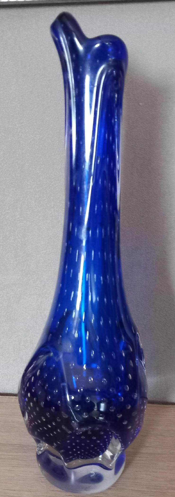 Bild 2: Murano Vase, Königsblau mit Luftblasen, 37cm hoch, Vintage, Sammlerstück