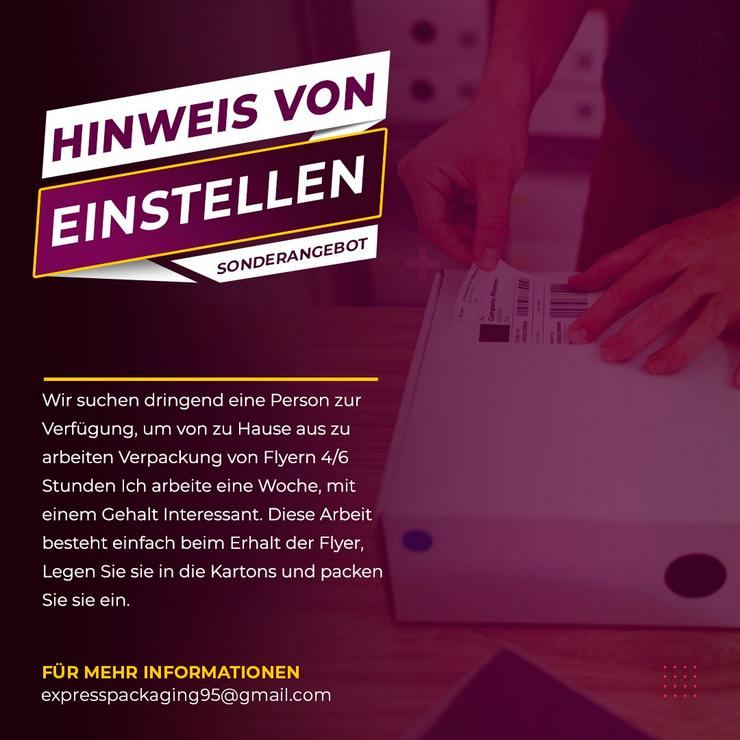 Stellenangebot/Flyerkonfektionierung von zu Hause aus