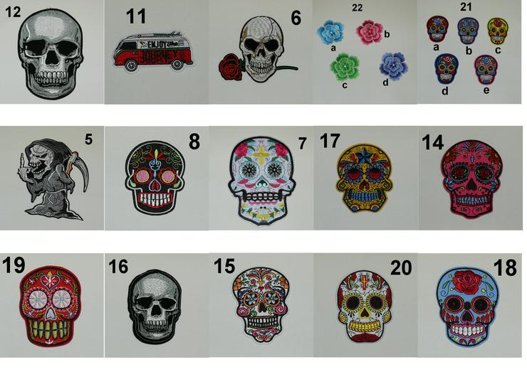 Patch Biker Skull 16 Designs Aufbügler Aufnäher NEUWARE ab 3€