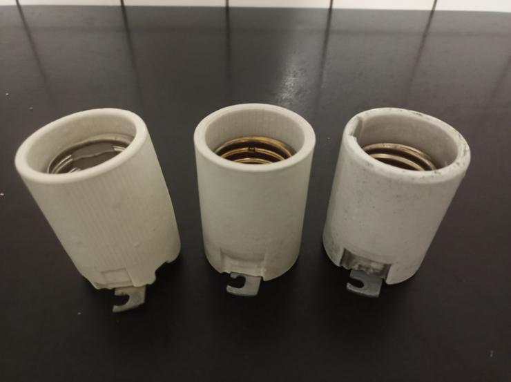 Bild 4: 3 x Sockelfassung   Keramik- Fassung E40 weiß 
