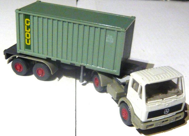 Wiking alt 1:87 Mercedes Sattelzug Container Auflieger Clou sehr gut - Modellautos & Nutzfahrzeuge - Bild 1