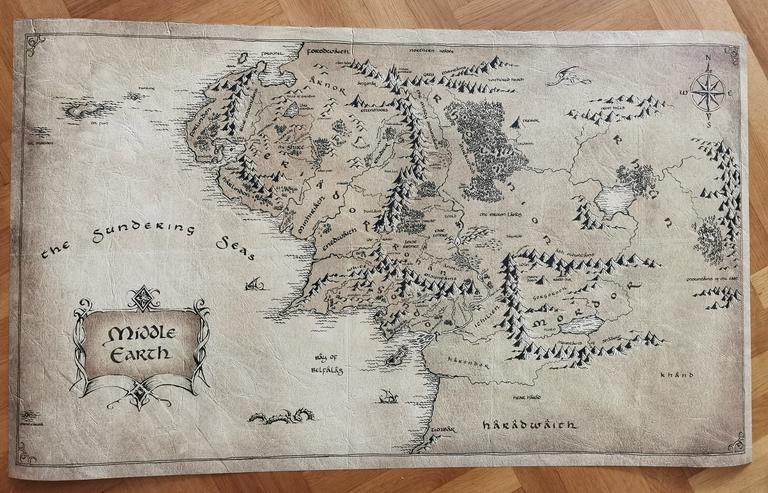 Bild 2: riesige Mittelerde-Karte / Herr der Ringe Größe: 1,26 x 0,7 Meter
