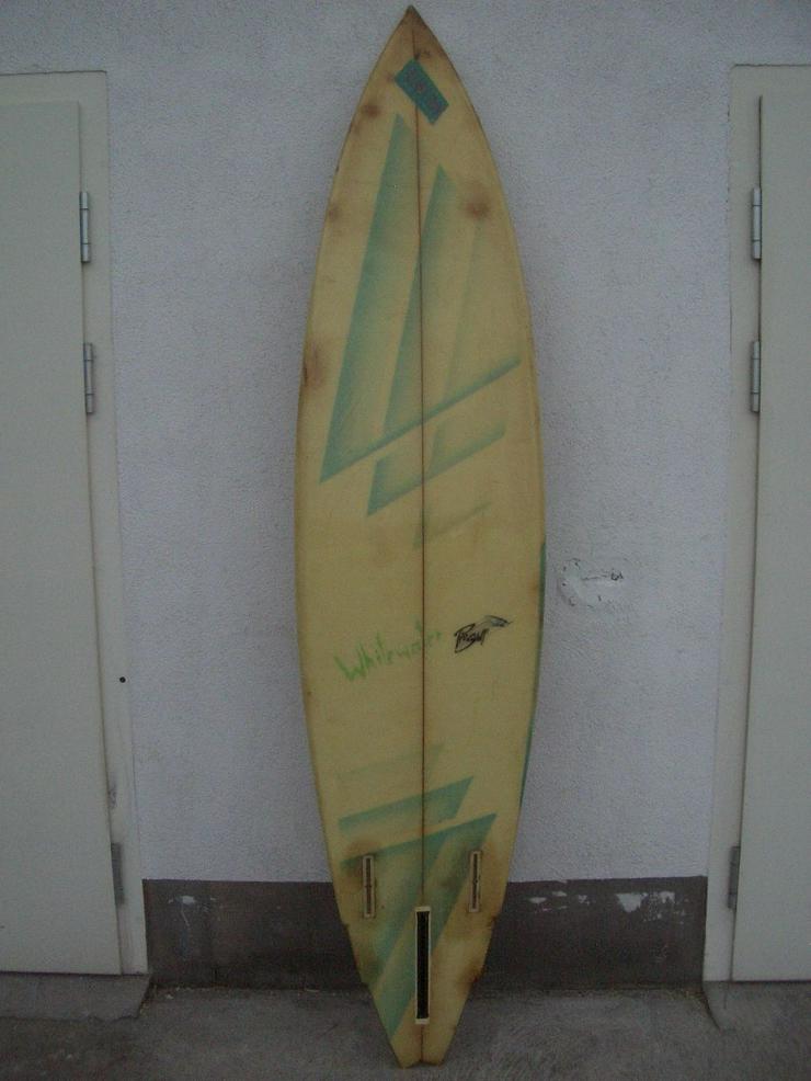 Vintage Deko custommade Surfbrett „WHITEWATER“ aus Hawaii 2,45 Meter Clark Foam Fieberglass.