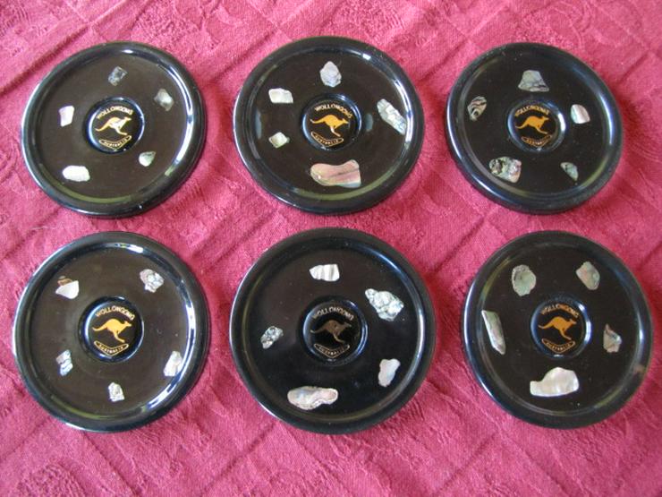 AUSTRALIEN - Deko Untersetzer Set mit Muschel-Intarsien - Rarität