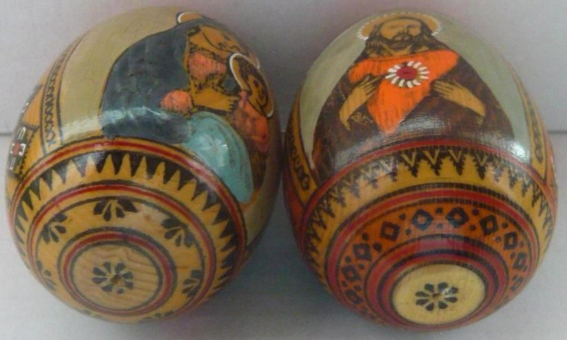 Bild 2: Holzeier mit kunstvoller religiöser Malerei Ikonen TOP