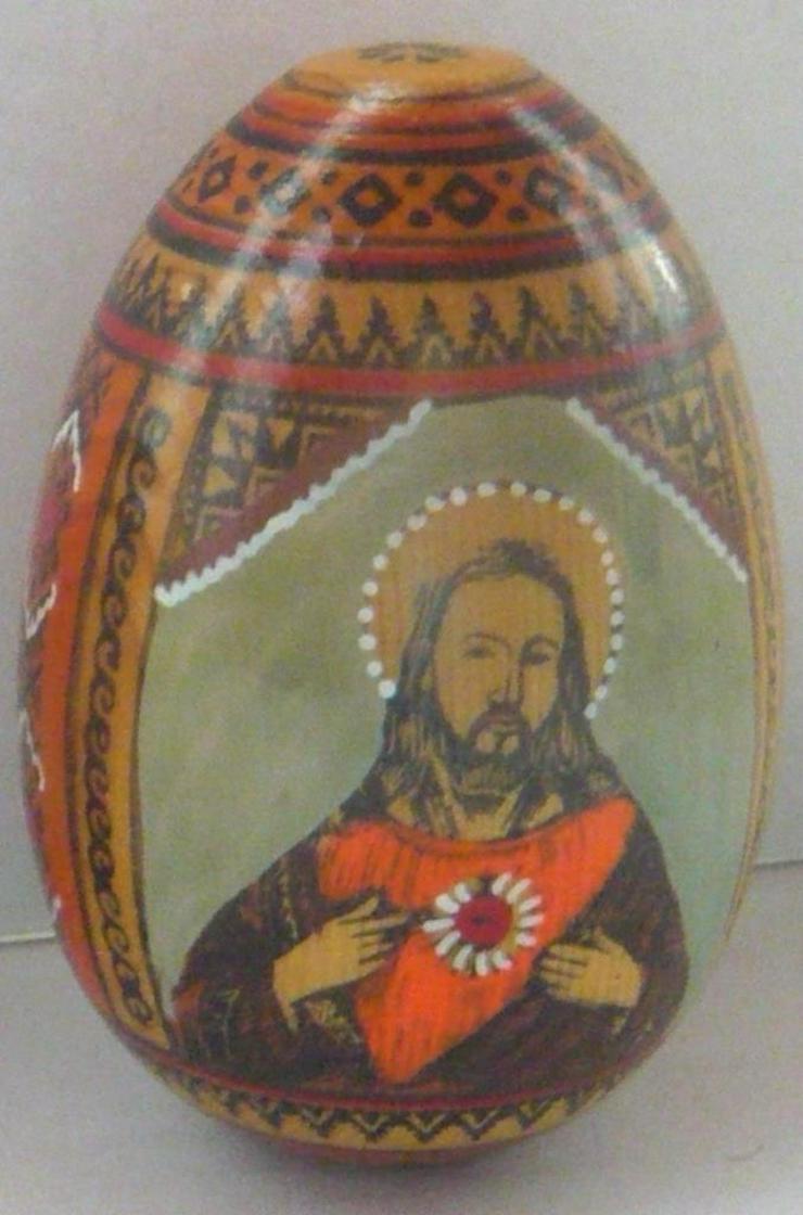 Bild 4: Holzeier mit kunstvoller religiöser Malerei Ikonen TOP