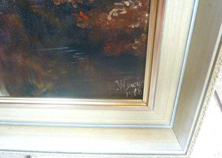 Bild 3: Großes Bild Ölgemälde "Herbst am Weiher" gerahmt signiert 1960