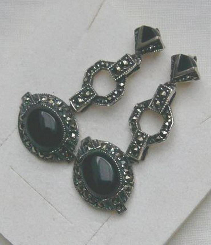 Bild 3: Edle Ohrringe, 925 Silber mit Markasiten und Achaten