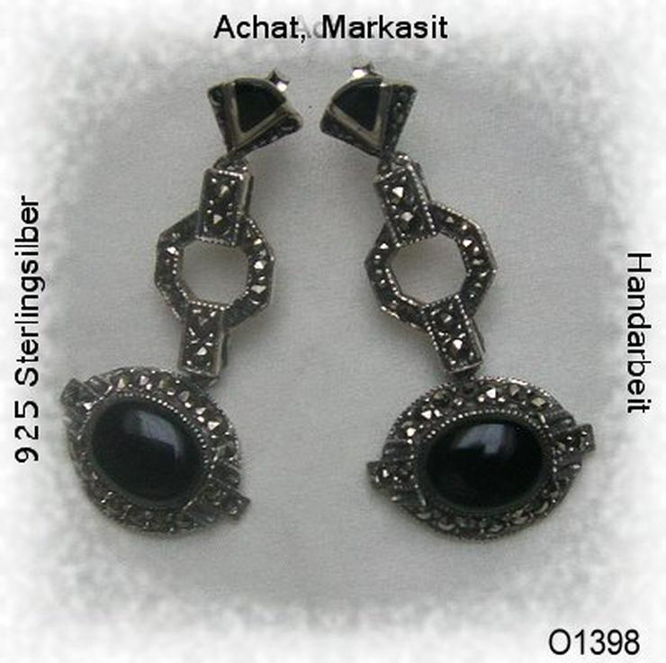 Bild 2: Edle Ohrringe, 925 Silber mit Markasiten und Achaten