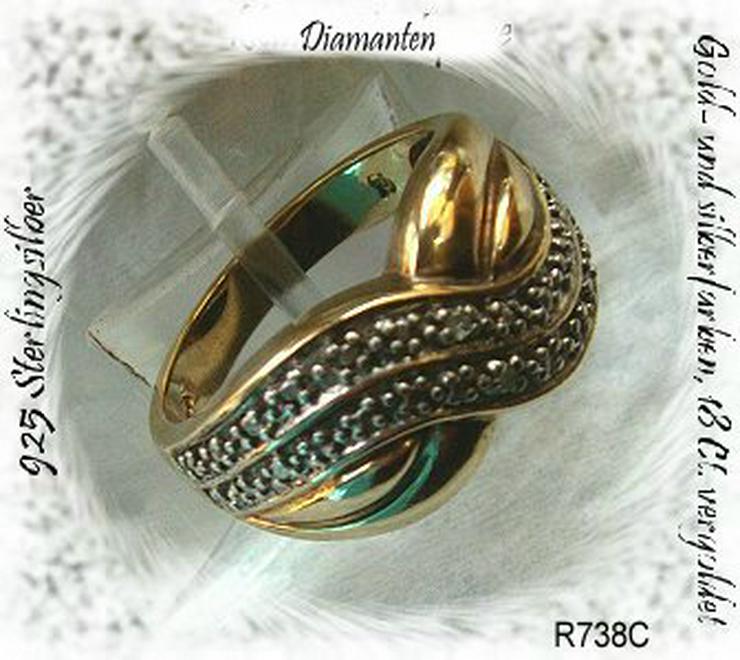 Ring, 925 Silber, vergoldet mit gefassten Topasen