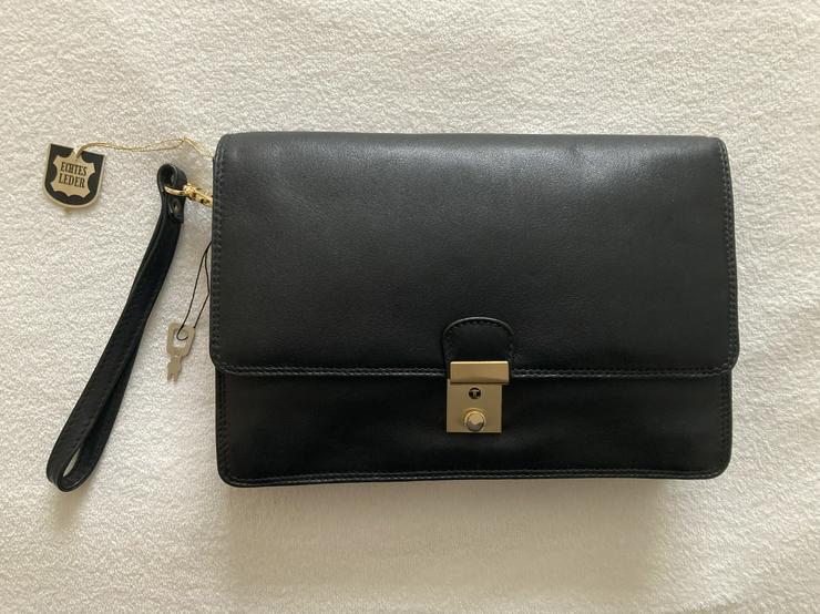 NEU Echtleder Handgelenktasche Herrenhandtasche schwarz - Taschen & Rucksäcke - Bild 1