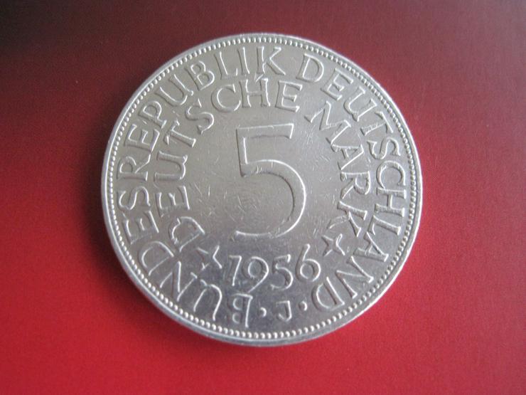 5 DM 1956 J Silberadler, Deutsche Mark 625er Silber
