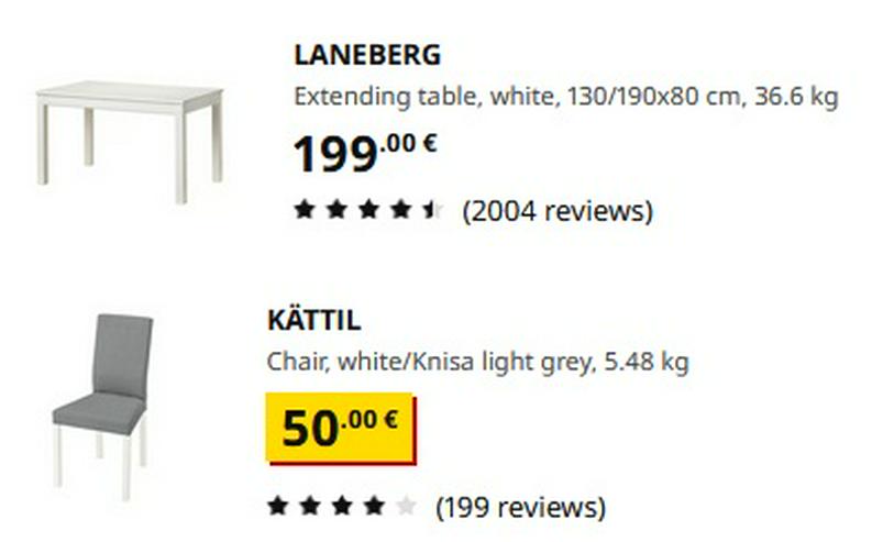 Bild 2: Komplettes Set IKEA LANEBERG Esstisch mit 4 KATTIL Stühlen