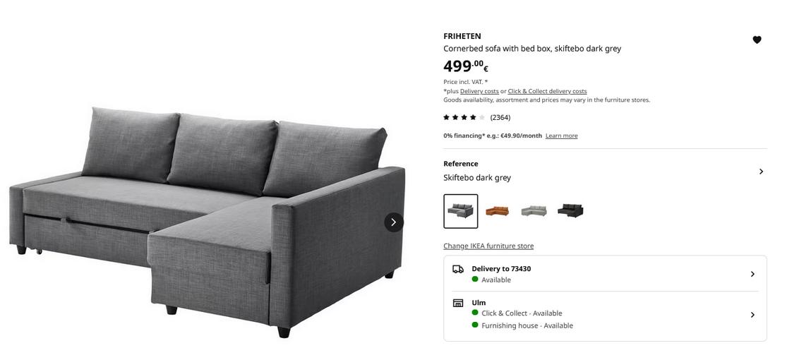 Bild 2: 3-sitzen IKEA FRIHETEN Eckbettsofa mit Bettkasten