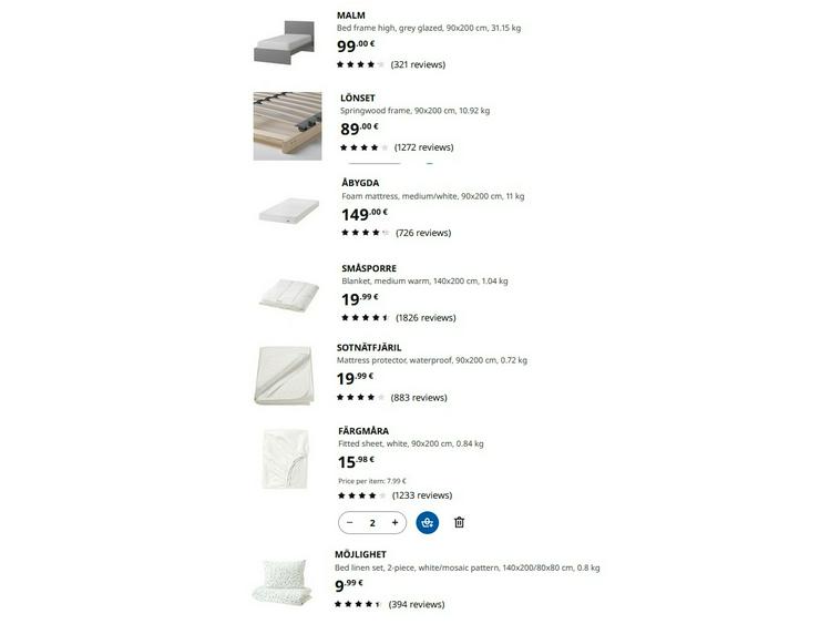 Bild 2: Bett Set 90x200cm IKEA MALM  + ABYGDA Schaumstoffmatratze