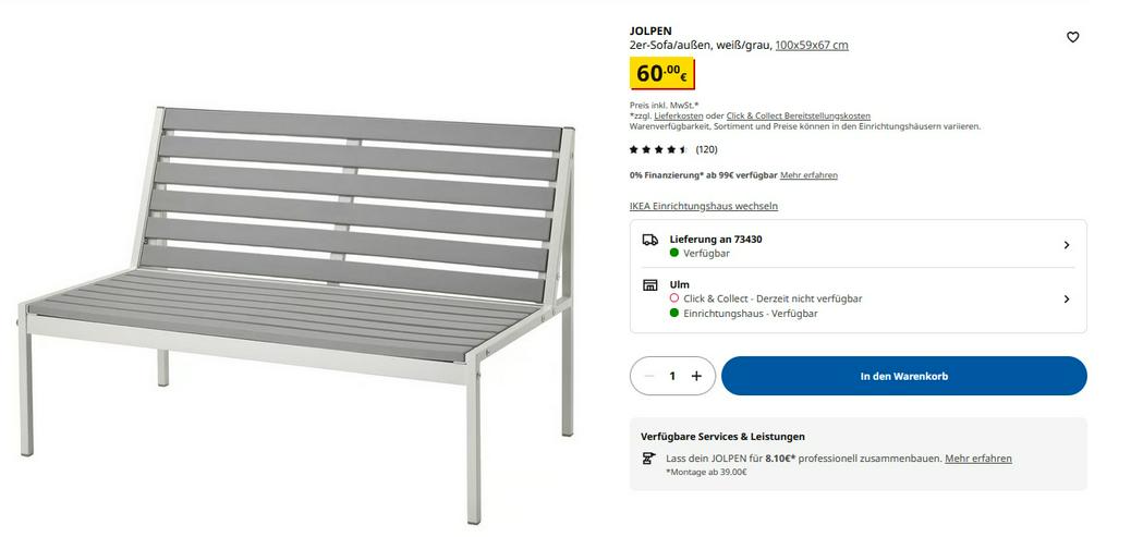 Bild 2: 2er-Sofa/außen IKEA JOLPEN