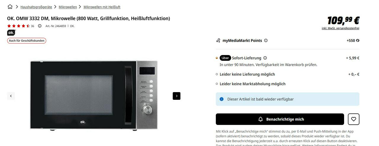 Bild 2: Mikrowelle OK OMW 3332 DM