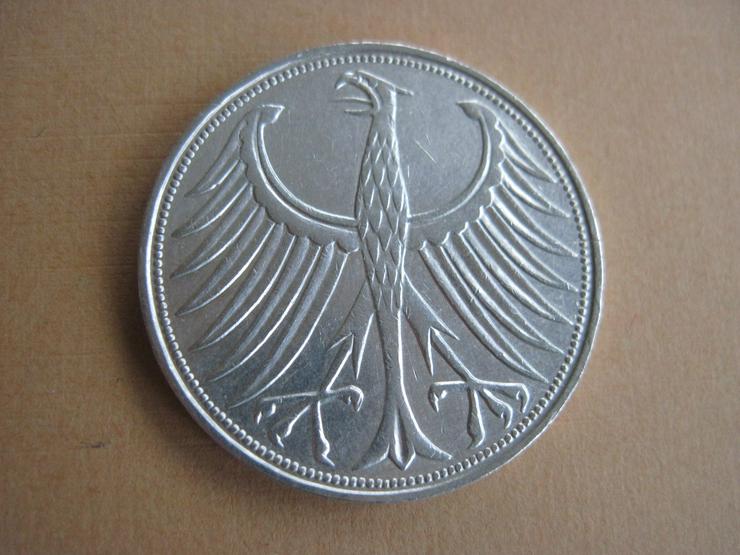 Bild 2: Silbermünze 5 DM 1951 G alte Deutsche Mark, Silberadler, Heiermann