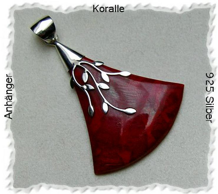 Bild 2: Korallenanhängr, rote Koralle in 925 Silbrfassung