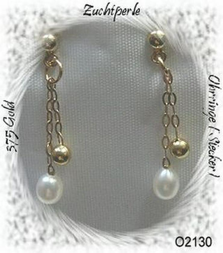 Ohrrringe, 375 Gold mit Perlen und Goldkugeln - Ohrschmuck - Bild 1