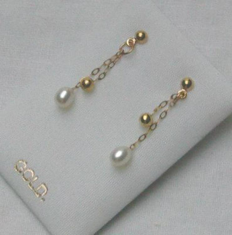 Bild 2: Ohrrringe, 375 Gold mit Perlen und Goldkugeln