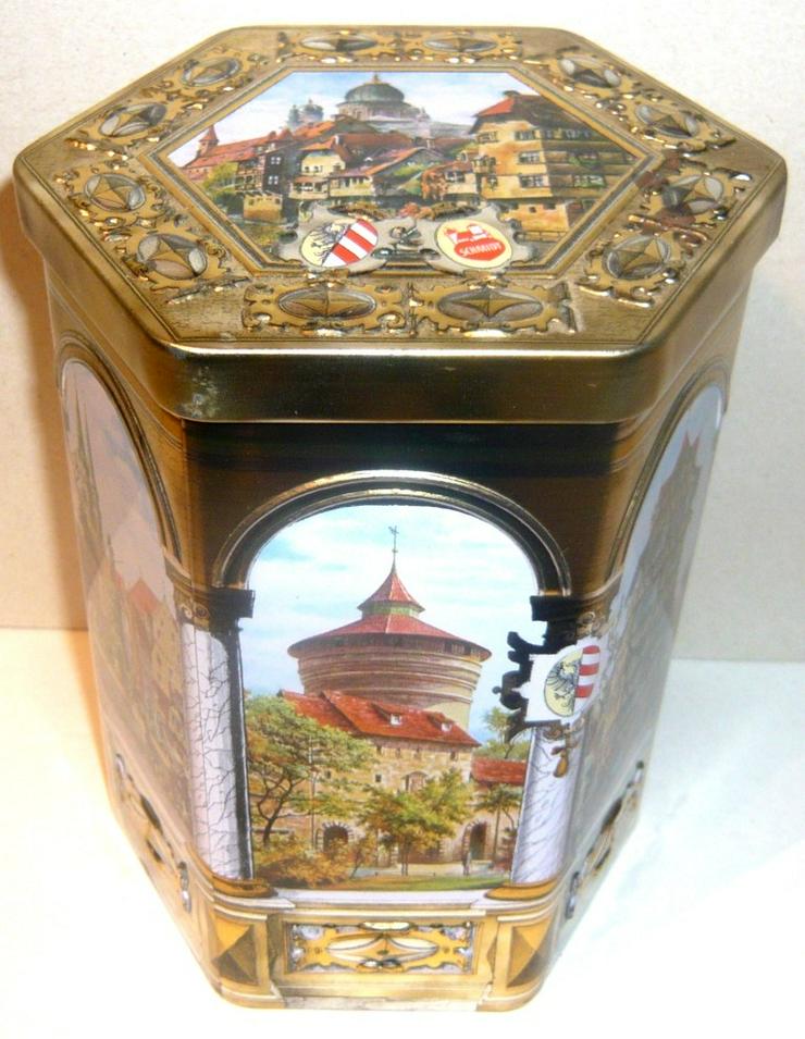Bild 4: Alte Lebkuchen Blechdose 6eckig Schmidt Elisen Nürnberg Deko Vintage Sammler 