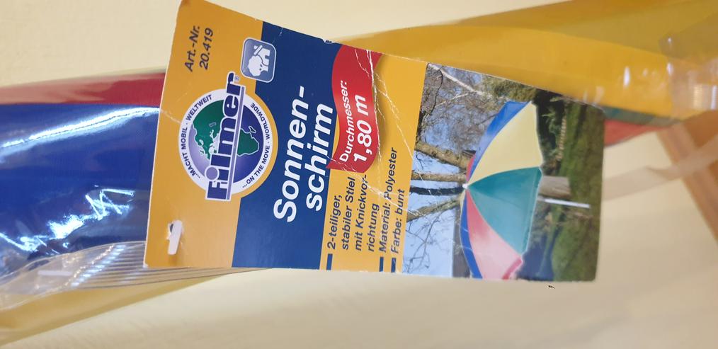 Bild 2: Transportabler Sonnenschirm / Strandschirm für Radausflüge, Picknick, Badesee, Schwimmbad, Garten