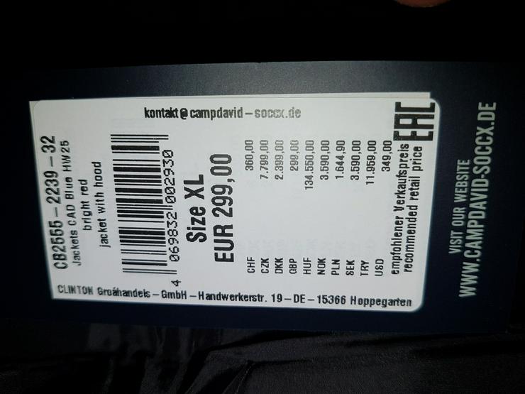 Bild 4: Camp David Herren Steppjacke Gr. XL rot ( NEU / REGULÄR 299 € )