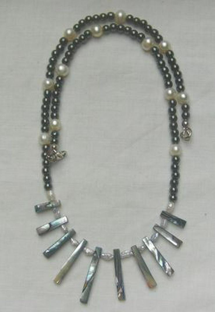 Bild 5: Edelsteinkette, Pauamuschel, Hämatit, Perlen