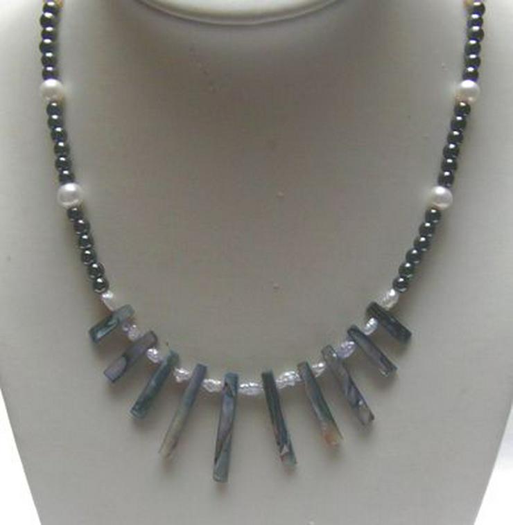 Edelsteinkette, Pauamuschel, Hämatit, Perlen