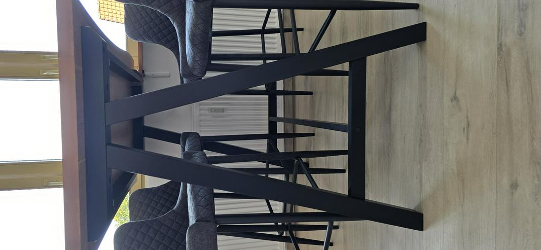 Bild 3: Bartisch/ Esstisch Eiche mit 4 Barhockern grau