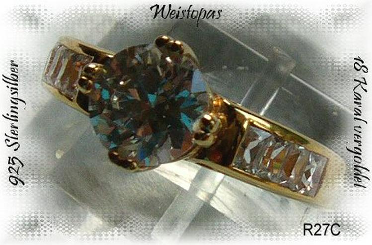 Ring, 925 Silber, vergoldet mit gefassten Topassteinen