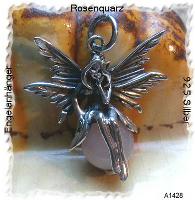 Engelanhänge aus massiv 925 Silber mit einen Rosenquarz