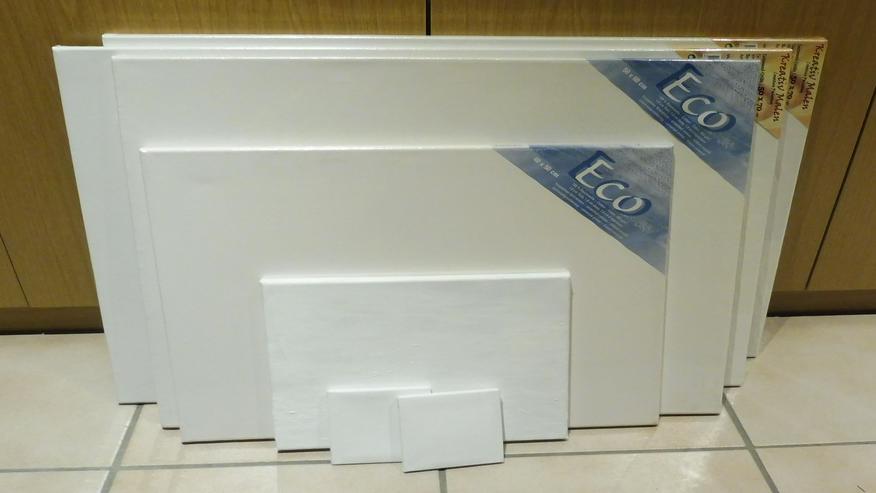 11 Keilrahmen weiß grundiert, z.T. orig.verpackt verschied Größen