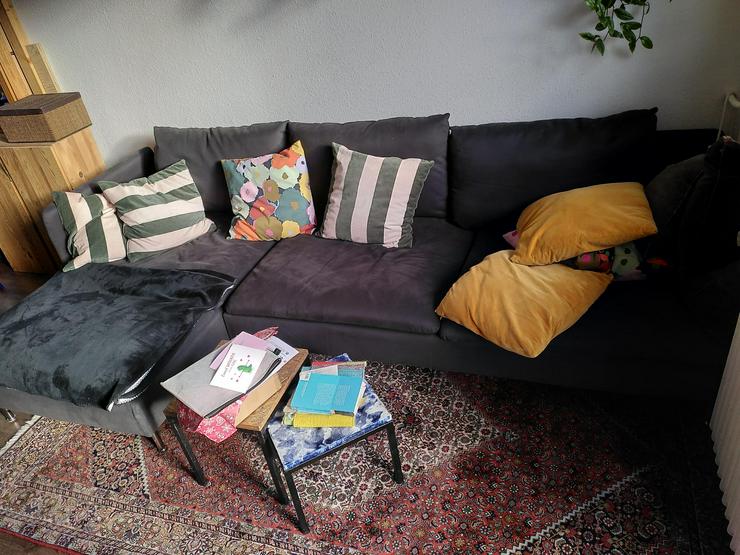 SÖDERHAMN 4er-Sofa mit Récamiere links, ohne Abschluss/Hillared anthrazit