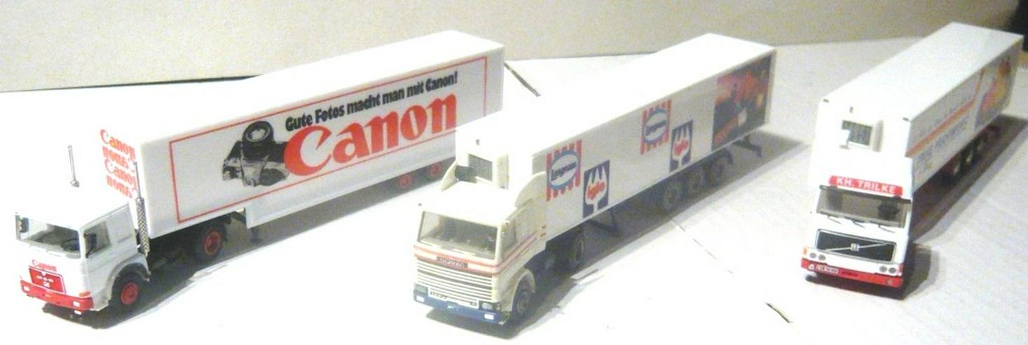 Bild 8: Herpa 1:87 3x Sattelzug MAN Canon Scania Langnese Volvo Trilke