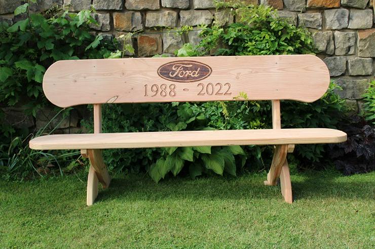 Bild 5: Rustikale Gartenbank mit Gravur. Hochzeitsgeschenk.