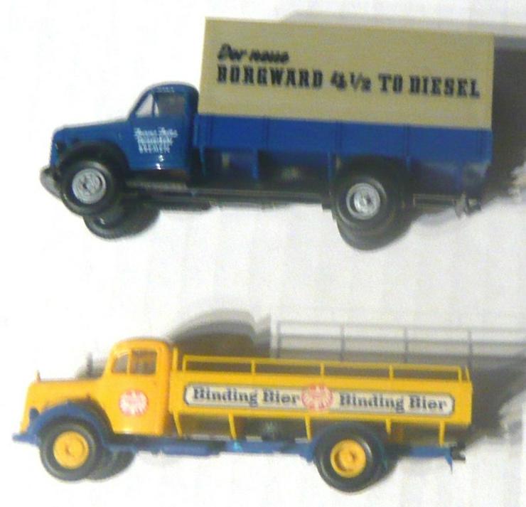 Bild 4: Brekina alt 1:87 2x Pritschen LKW Borgward B4500 Mercedes L311