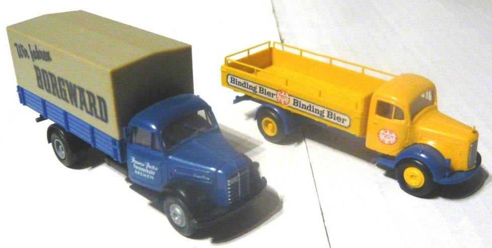 Brekina alt 1:87 2x Pritschen LKW Borgward B4500 Mercedes L311