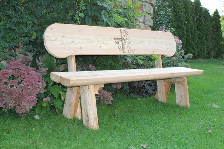 Bild 3: Rustikale Gartenbank mit Gravur. Hochzeitsgeschenk. Rentners Geschenk.