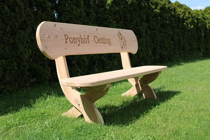 Bild 7: Rustikale Gartenbank mit Gravur. Hochzeitsgeschenk. Rentners Geschenk.