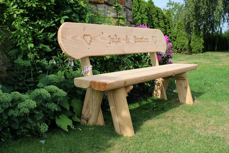 Rustikale Gartenbank mit Gravur. Hochzeitsgeschenk. Rentners Geschenk.