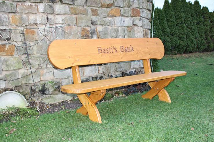 Bild 5: Rustikale Gartenbank mit Gravur. Hochzeitsgeschenk. Rentners Geschenk.